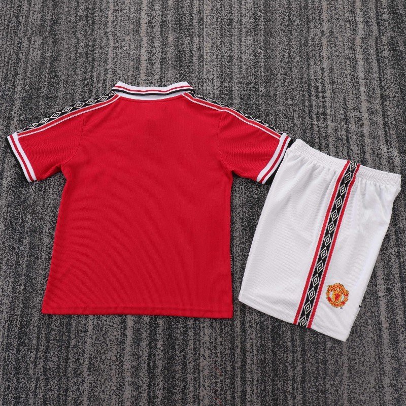 kids manchester united 1998 99 home soccer jersey